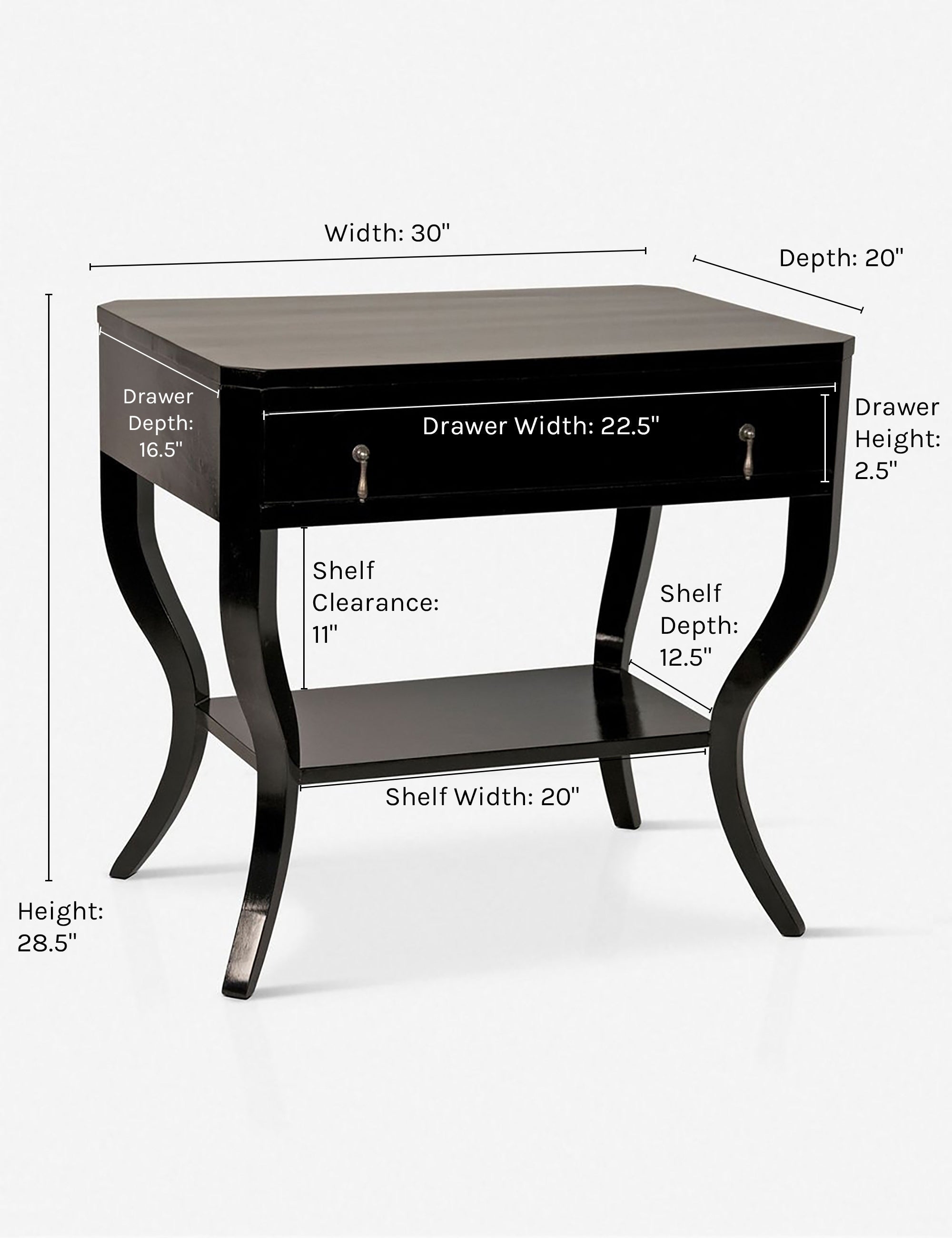 Table de chevet - Une esthétique coloniale moderne est évidente dans les détails incurvés et biseautés de cette table de chevet