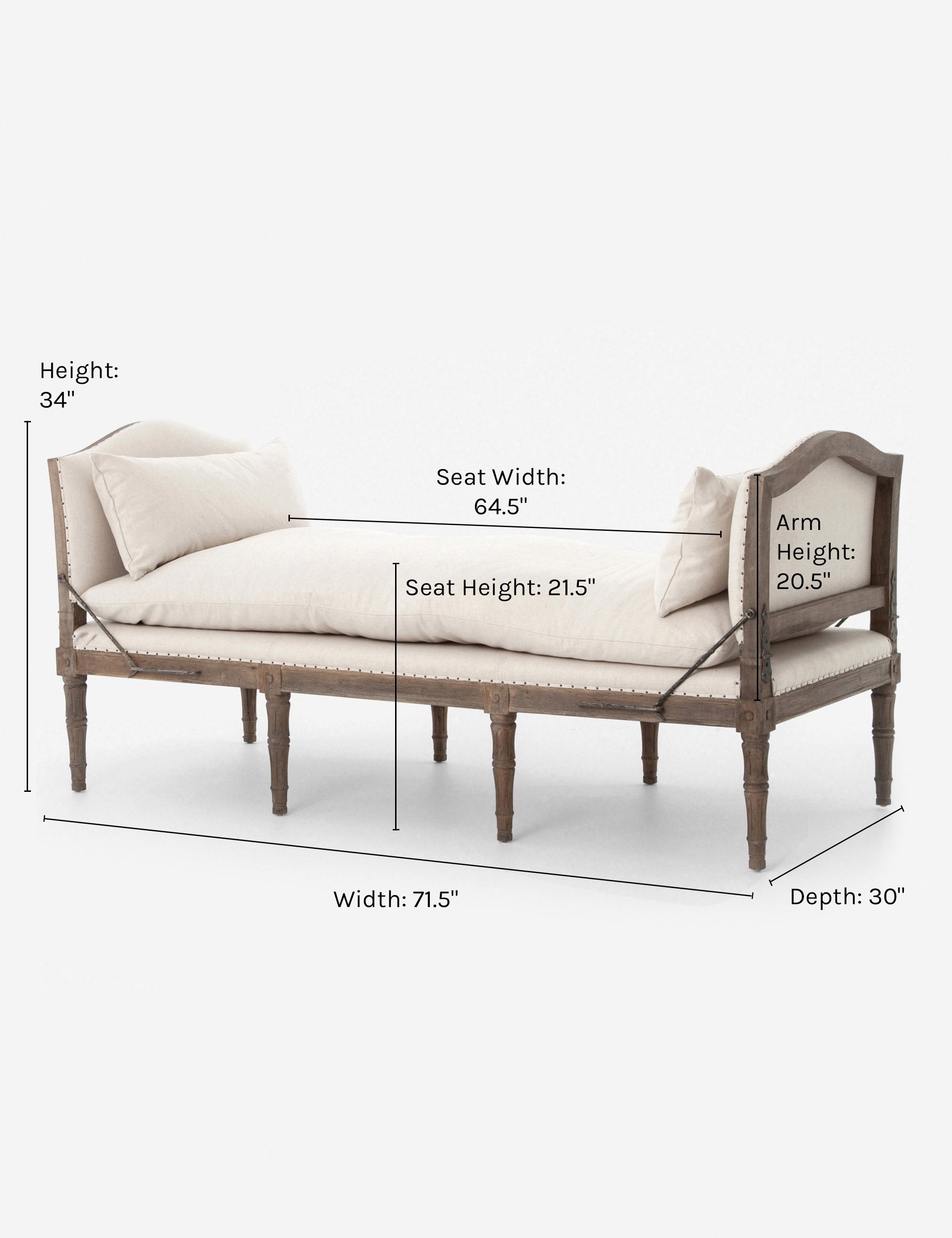 Chaise - Avec une touche de style ancien, cette charmante chaise longue est dotée de pieds sculptés et d'un cadre en bois vieilli